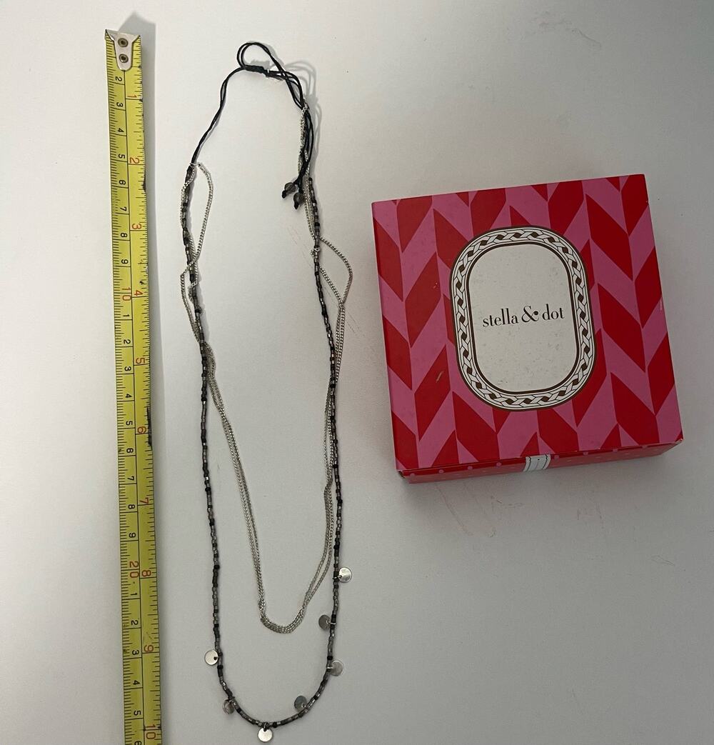 Stella & Dot Necklace Black and Silver Beaded Necklace  Chain